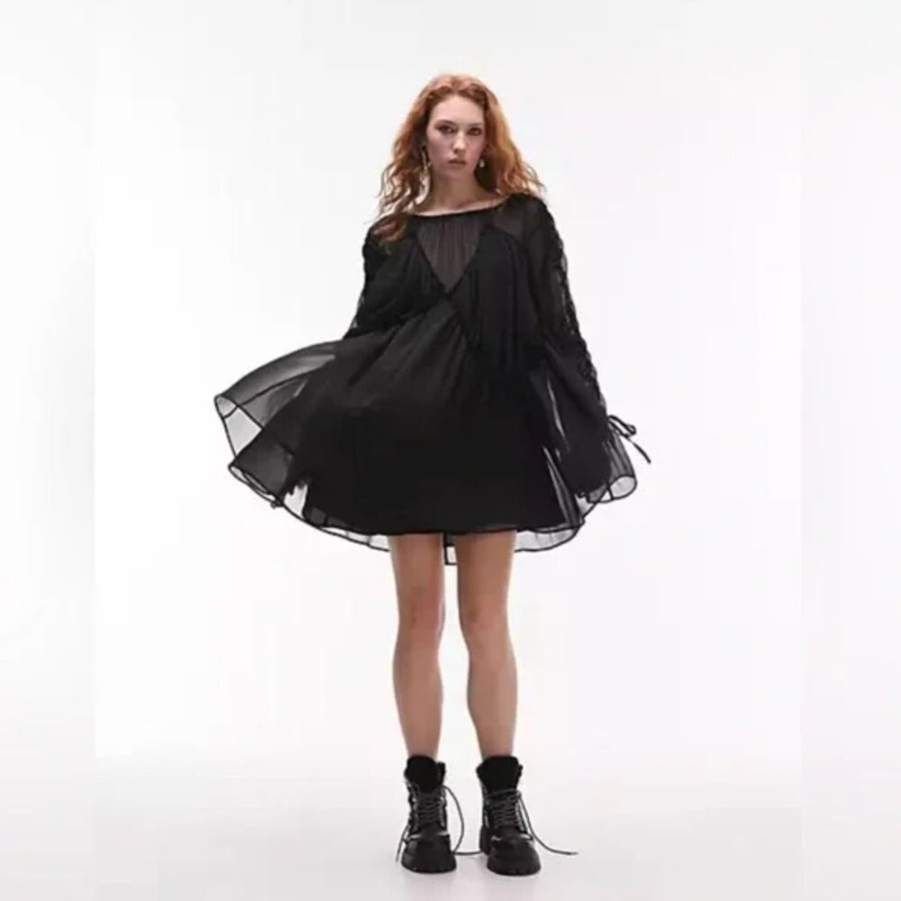Topshop channeled chuck on seamed mini dress in black